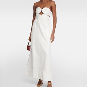 NWT | ADRIANA DEGREAS - Solid Strapless Matelasse Maxi Dress in Off White